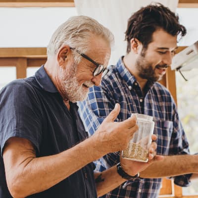 Caregiver assisting client